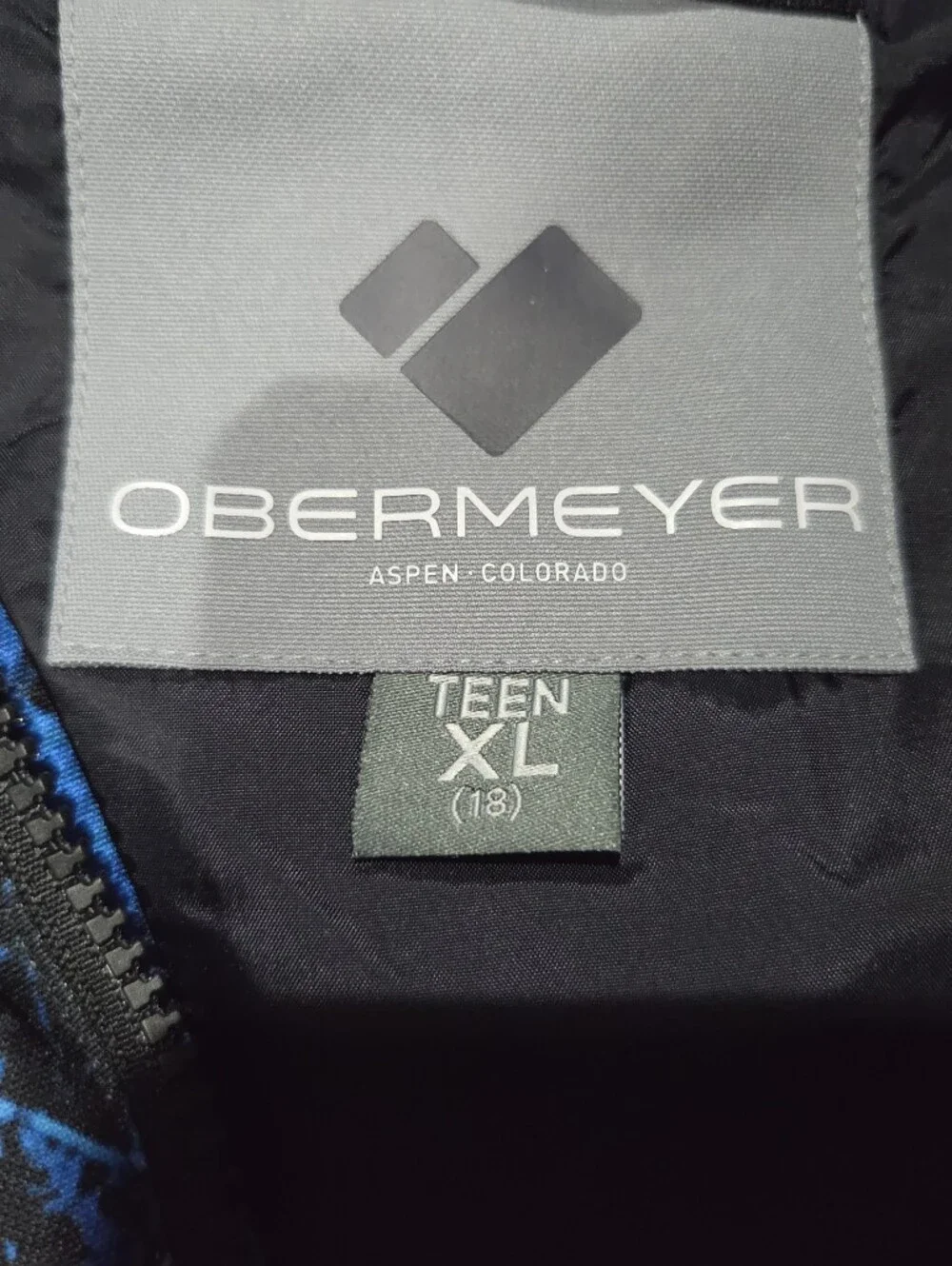 Obermeyer Electric Blue and Black Kids Hooded Jacket Size XL New